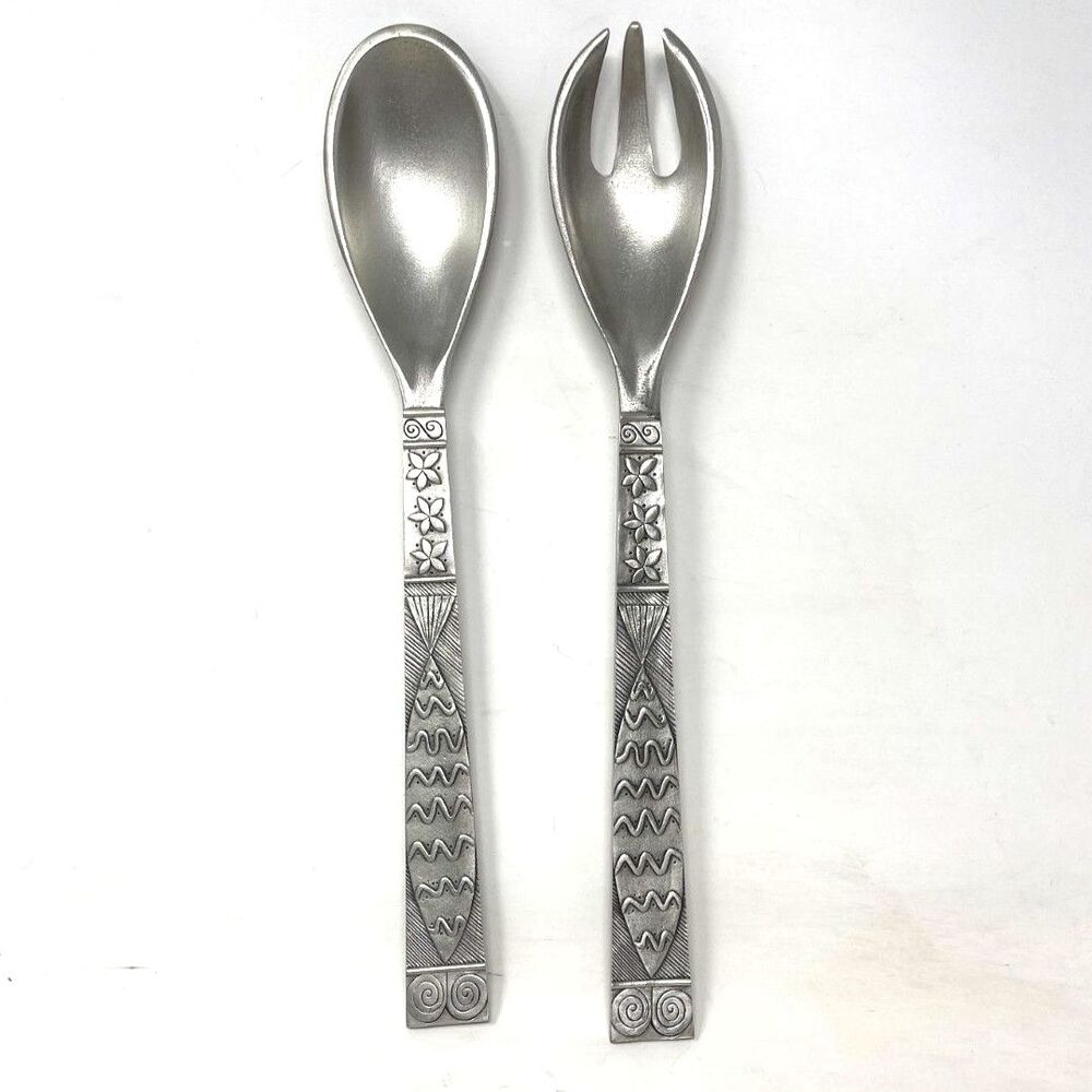 Vtg Seagull Pewter Serving Fork Spoon Etain Zinn Canada Fish Sheffield England